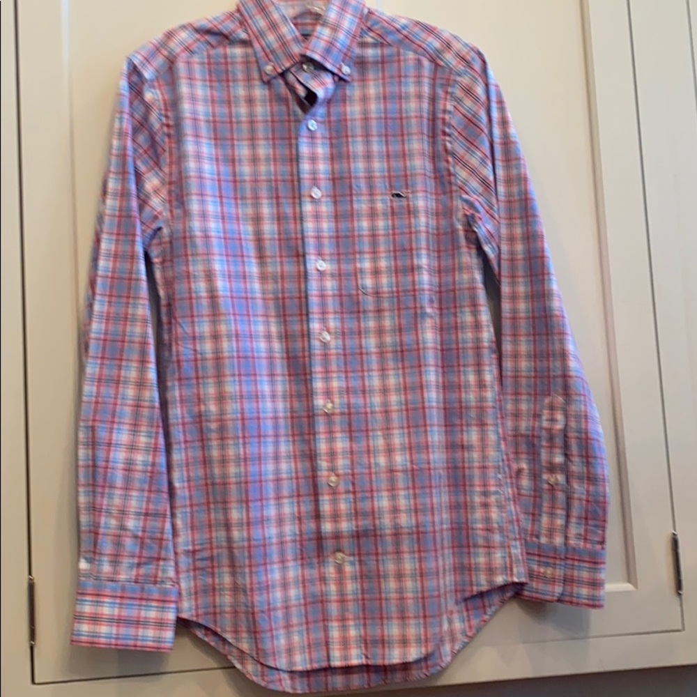 Vineyard Vines pink/blue/white plaid shirt Size XS